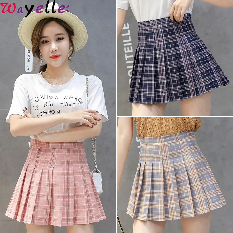 

XS-XXL High Waist A-Line Women Mini Skirt Striped Stitching Sailor Pleated Skirt Women Elastic Waist Sweet Girls Dance Skirts