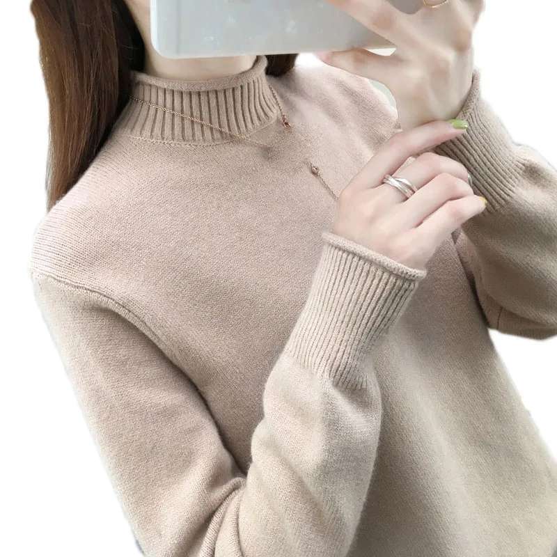 

Autumn Winter Cashmere Sweater Women Knitted Turtleneck Pullover Long Sleeve Tricot Sweaters And Pullovers Female Jumper Tops