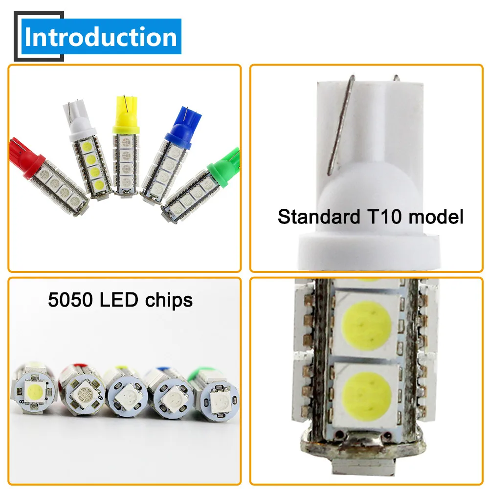 Светодиодные лампы W5W 10X 194 T10 5050 17 SMD автомобильные инструменты для чтения