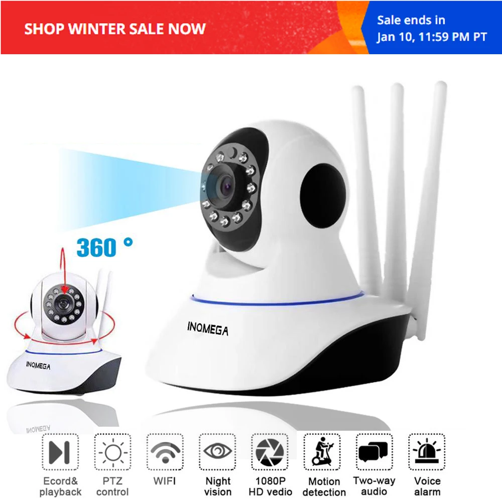 Tanie INQMEGA HD 1080P bezprzewodowa kamera sieciowa wi fi domowy monitor bezpieczeństwa w domu inteligentny System wideo sieciowe dwukierunkowy dźwięk noktowizor