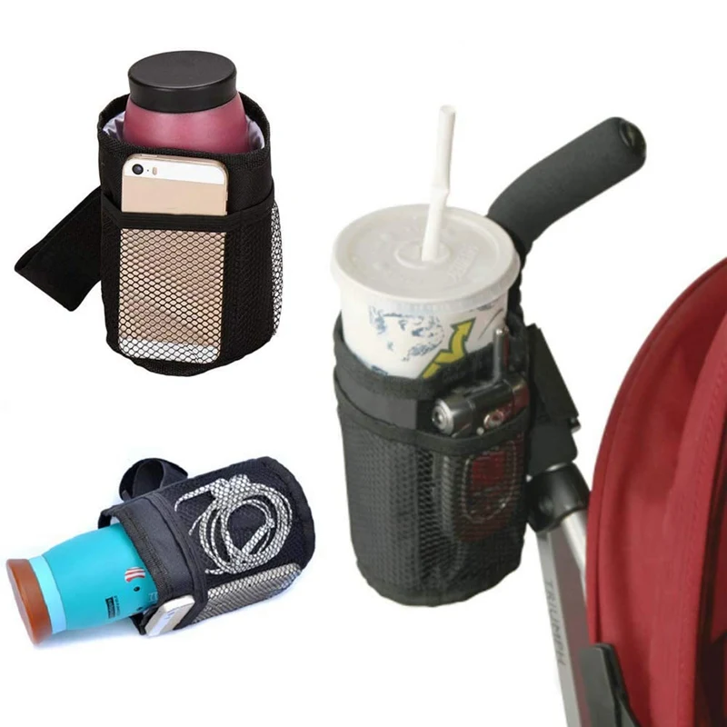Universal Baby Stroller Cup Organizer Bag Mesh Baby Stroller Carriage Pram Feeding Bottle Holder Stroller Accessories