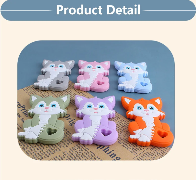 Coskiss Personalized Name Handmade Pacifier Clips Holder Chain Silicone Pacifier Chains Set Civet Cat Baby Teether Chain