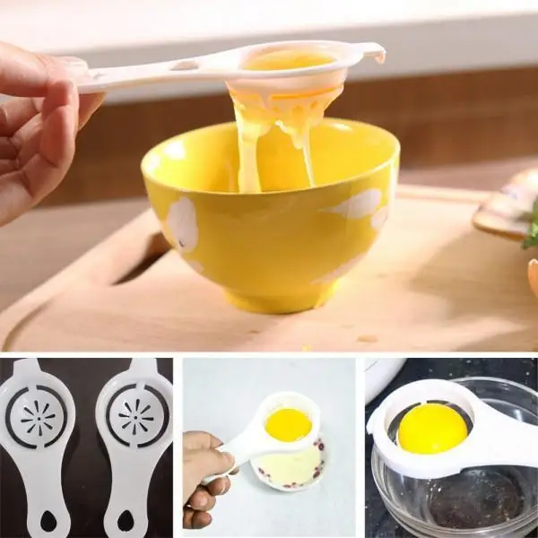 Лучшее качество для 1 шт пластиковый белый желток яичный сепаратор, кухня для приготовления пищи просеивания гаджет шеф-повара фильтр