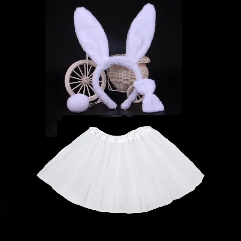 Kids Girls Bunny Ears Animal Headband Bow Tie Tail Rabbit Cosplay Costume Hair Skirt Tutu Halloween Carnival Birthday Party Gift Kids Girls Bunny Ears Animal Headband Bow Tie Tail Rabbit Cosplay Costume Hair Skirt Tutu Halloween Carnival Birthday Party Gift