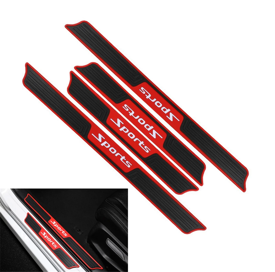 

4pcs/set Universal Black Rubber Car Door Scuff Sill Cover Panel Step Protector Sport Style for Bumper Corner