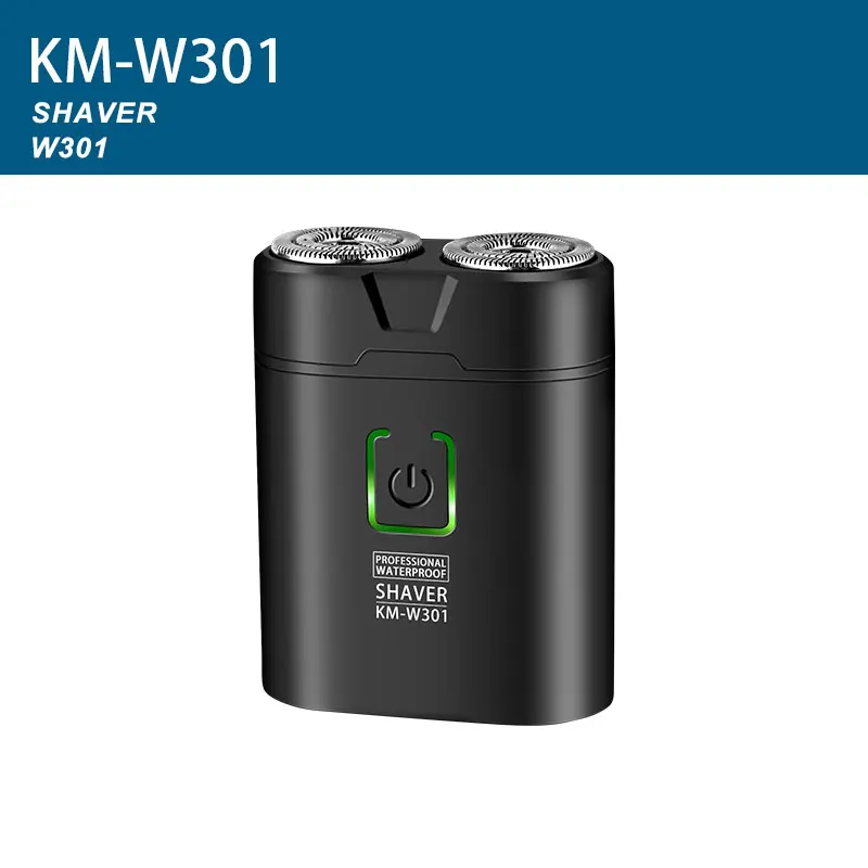 KM-W301 Kemei черный карманный портативный мини электробритва для мужчин водонепроницаемый бритья двойное кольцо лезвие usb зарядка Борода бритвы KM-W301 - Цвет: KM-W301
