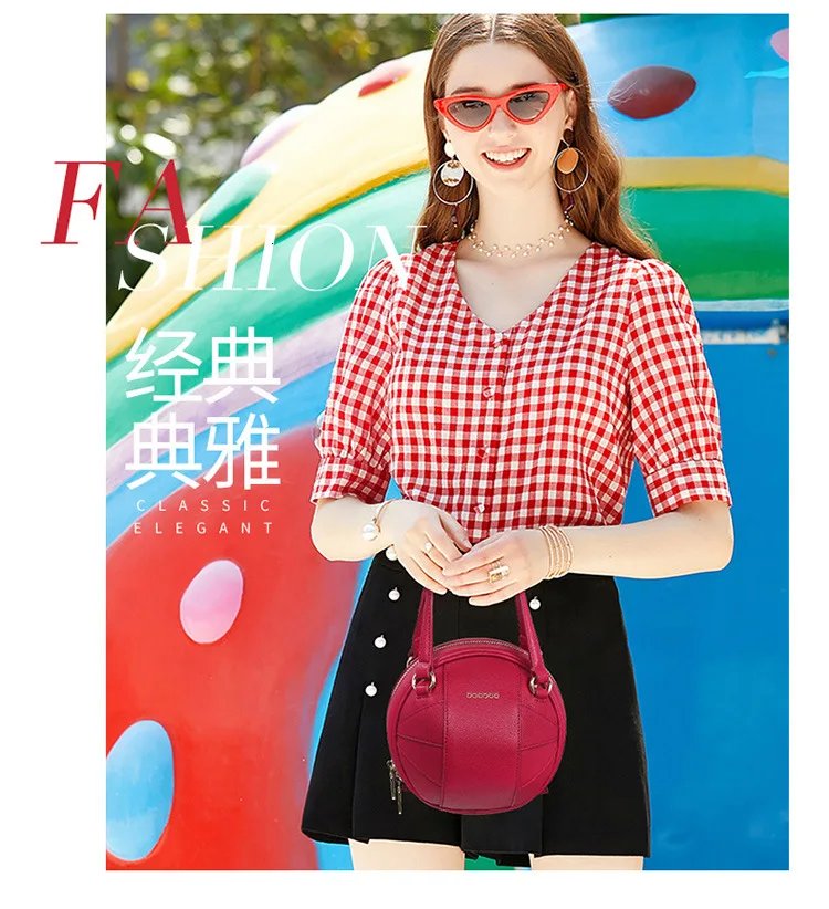 Small Ball Shape Round Shoulder Bag For Women Female PU Leather Fashion Messenger Flap Crossbody Bags Portable Women Handbags