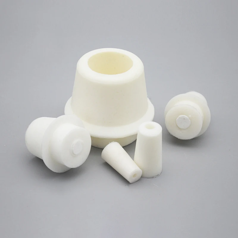 

10pcs Laboratory Silicone Bung With Hole Stoppers Airlock Bubbler Triangular flask plug stopper
