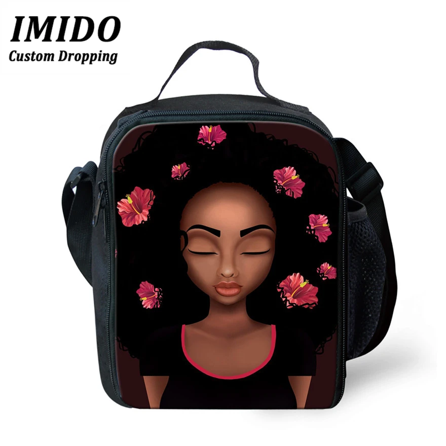 IMIDO новые школьные сумки для детей черный искусства АФРИКАНСКАЯ ДЕВУШКА печать на плечо сумка-мешок для детей 3 шт./компл. школьная книга сумки через плечо - Цвет: 6044G