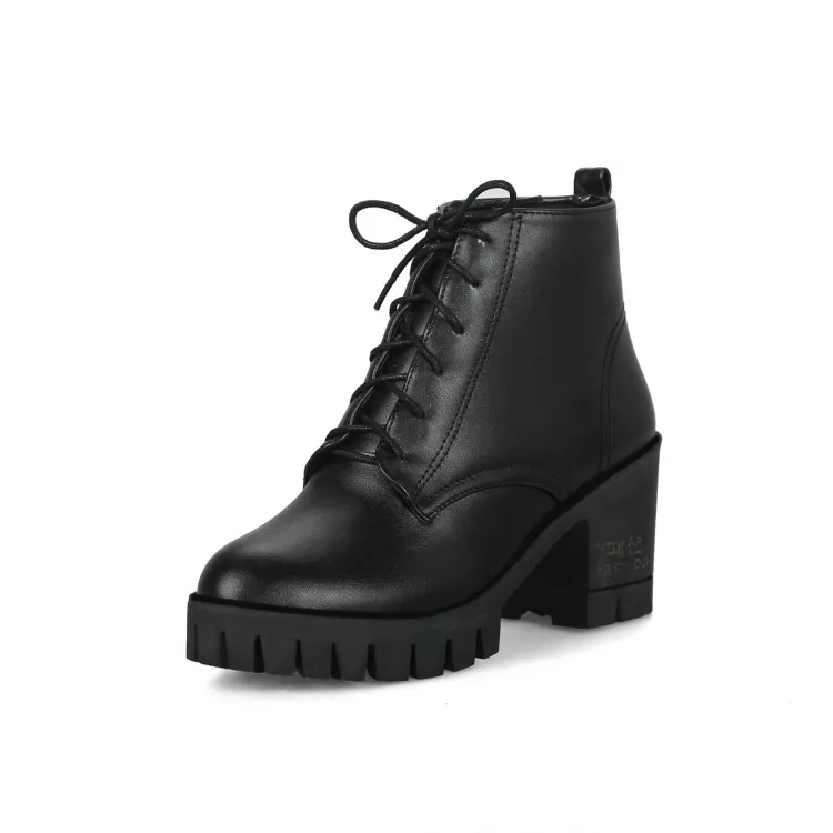 Новые женские модные ботинки; зимние Ботинки Martin; ботильоны; повседневные ботинки на платформе; теплые ботинки из водонепроницаемого материала на высоком каблуке; размеры 34-43 - Цвет: Черный