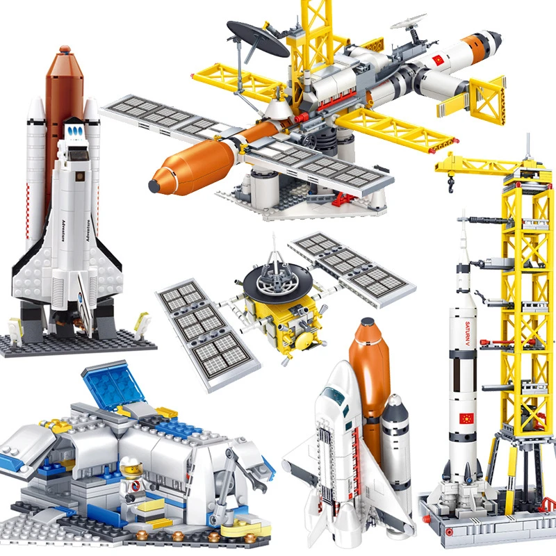 Space station Saturn V Rocket Building Blocks City Shuttle satellite Toys gift