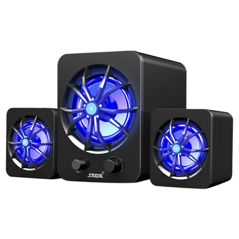 

3Pcs/Set USB Wired Computer Speaker Colorful LED Bass Stereo Speaker Subwoofer