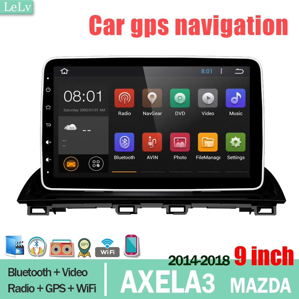 

lelv 9 inch DVD car screen android Multimedia Player carplay monitor GPS navigation wifi monitor mirror link FOR Mazda Axela
