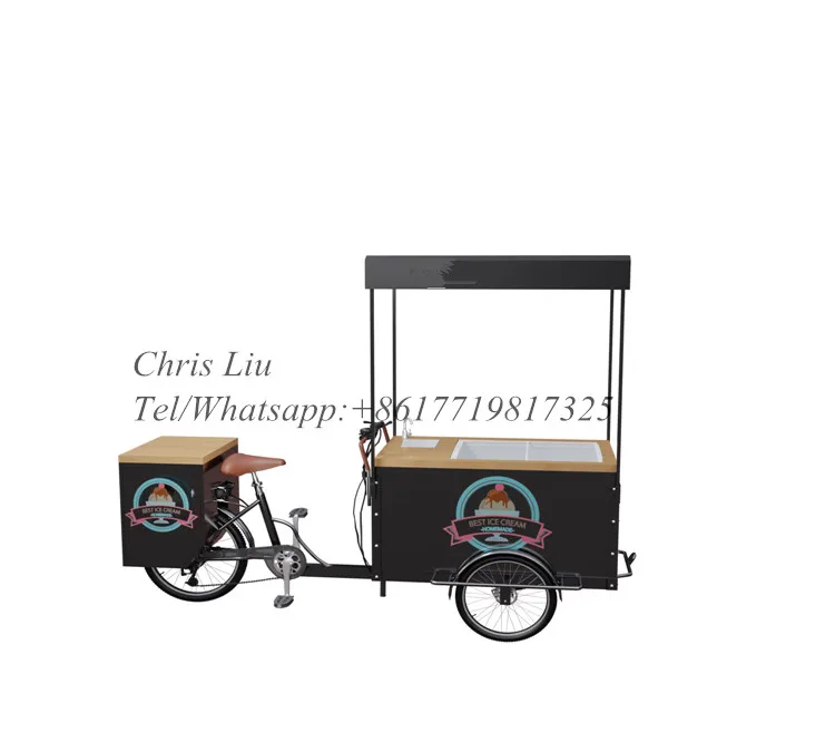Тележка с мороженым трехколесный велосипед Тент со светодиодным холодильным прицепом мороженое велосипеды для продажи