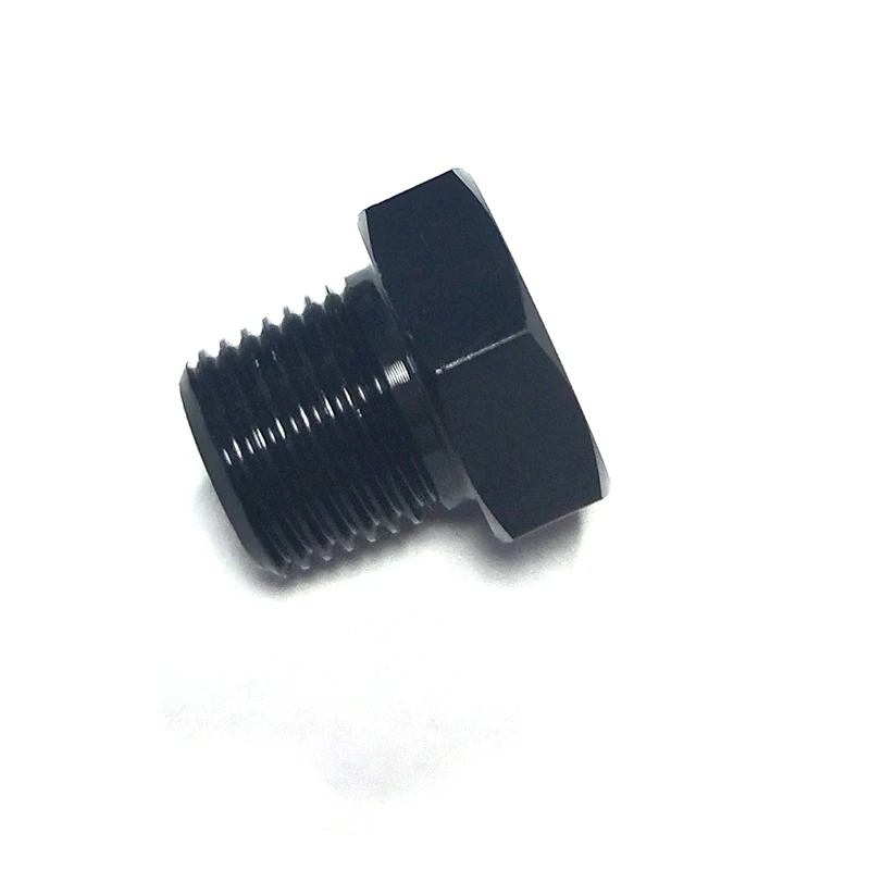 1/8 NPT Male Pipe Plug Aluminum Hex Head Cap Fuel Hose Tube Nut Fitting Adapter Black Anodized 2