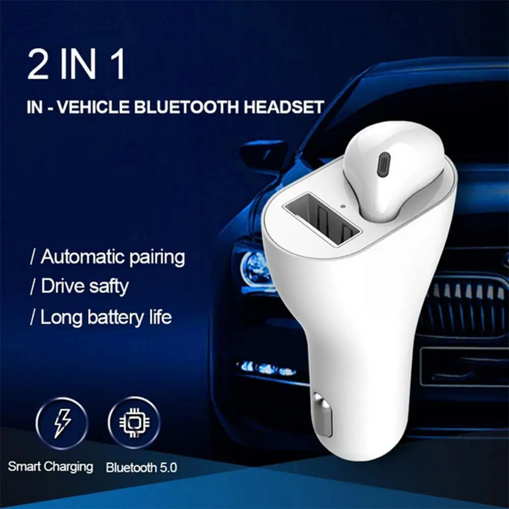 

Universal Car Bluetooth Headset BT 5.0 Charger Automatic Pairing Touch Control Wireless Headphones 2 in 1 Bleutooth Earphone