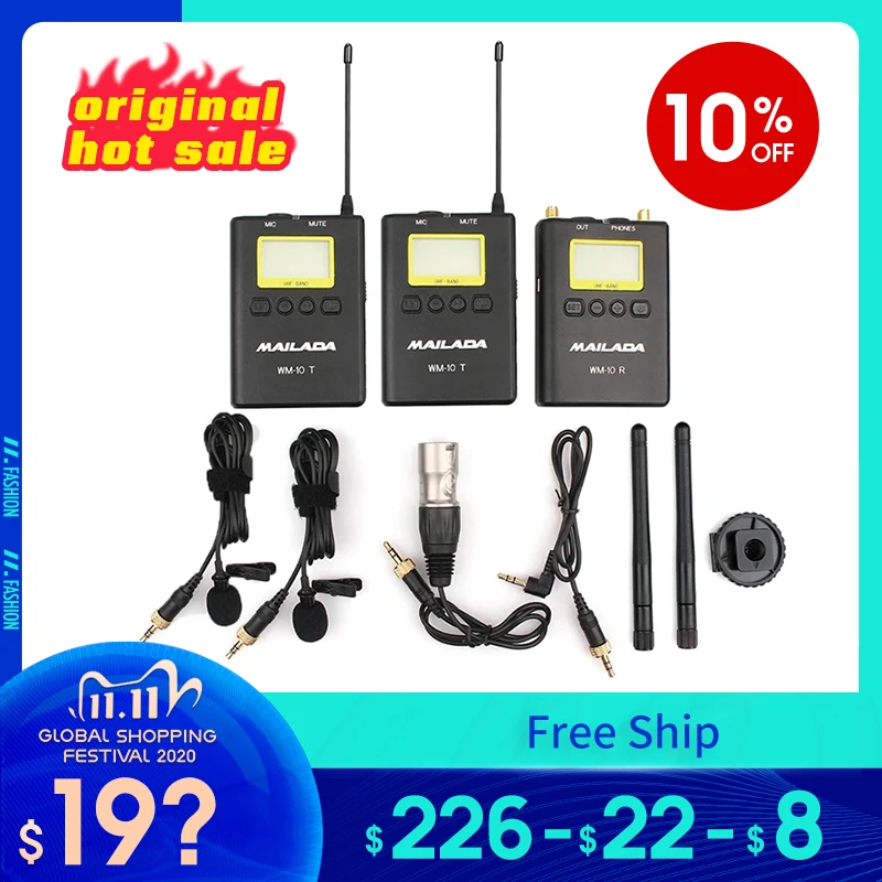 Профессиональная УВЧ Беспроводная микрофонная система Mailada мини гарнитура с