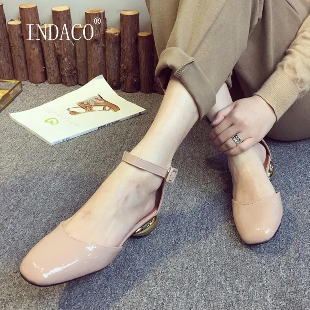 Женские пикантные Ремешок на щиколотке Лакированная кожа женские туфли-лодочки