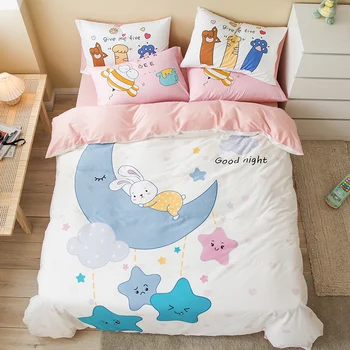 

TUTUBIRD kid cartoon bed bedding sets bedlinen 100% cotton moon star panda print bedspread twin full single size duvet cover