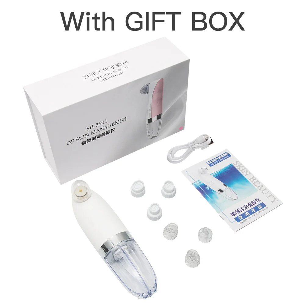 Blue WITH GIFT BX Бытовой маленький пузыристый очиститель с водным циклом очистка вакуумное устройство для удаления черных точек усадка пор электрическое устройство для очищения лица - Цвет: Blue WITH GIFT BX