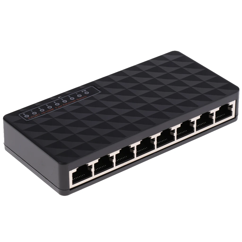 8-Port RJ45 10/100Mbps Mini Fast Ethernet Network Unmanaged Switch Hub for Desktop Laptop PC