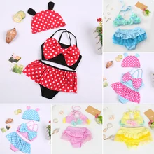 Милая юбка принцессы в горошек с цветочным рисунком для девочек; раздельный купальник; комплект