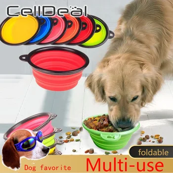 

Silicone Useful Foldable Pet Dog Travel Bowl Portable Puppy Food Container Feeder Dish Pet Cat Food Water Feeding Accessories