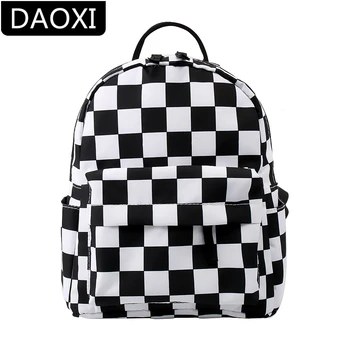 

DAOXI Black White Grid Printing Mini Backpack for Girls Teenager Shoulder Bag Waterproof Small Backpack Gift DXMNSB-8