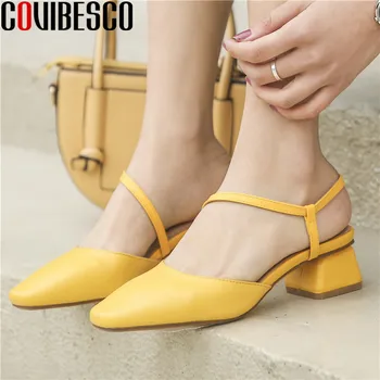 

COVIBESCO Sweet Fashion Newest Quality Women's Sandals Genuine Leather Summer High Heels Pumps 2020 Wedding Working Shoes Woman