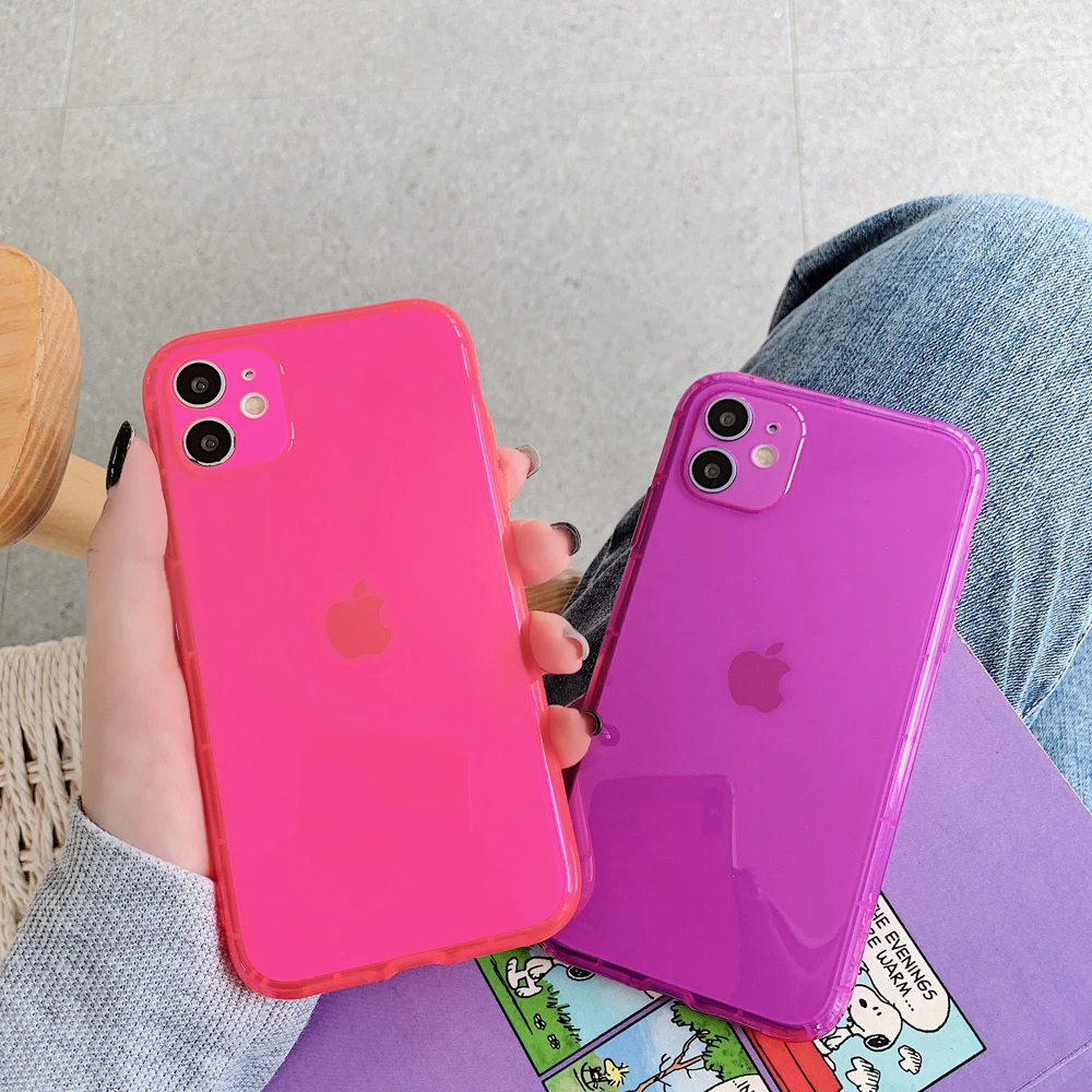 Colorful Transparent Shockproof Frame Phone Case for IPhone 11 Pro X XS XR Max 10 8 7 6 12 Plus Soft TPU Protection Back Cover