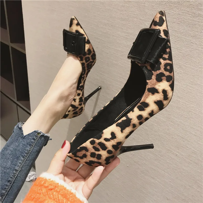

sexy ladies pointed toe leopard pumps 2019 spring feshion thin high heels slip on party wedding shoes woman sandals mujer