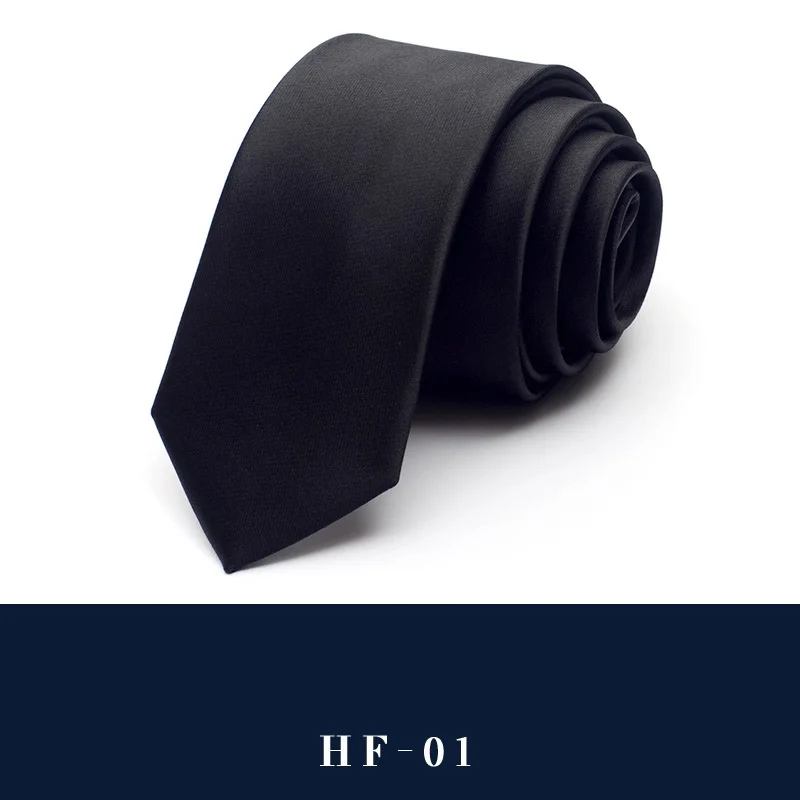 Высокое качество, новинка, шелковые свадебные галстуки для мужчин, тонкий галстук 6 см, дизайнерский бренд, 2,36 дюймов, черный шейный галстук с подарочной коробкой - Цвет: HF-01