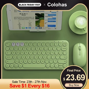 

Bluetooth Silent Mini Gaming Keyboard Mouse Combo Round Button Magic Wireless Keyboard Mouse Kit For iPad iPhone Phone HP Laptop