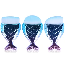 1 pcs קוסמטי דגי כלים ערכת אבקת פנים איפור מברשות מקצועי סומק מברשת זנב בת ים מחזיק צורת איפור קרן(China)