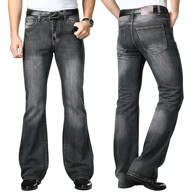 

5 Colors Big Flared Jeans Mens Boot Cut Denim Pants High Waist Designer Classic Loose Fashion Street Gray Trousers Size 28 - 40