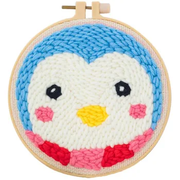 

Embroidery Punch Needle, Punch Needle Tool with Needle Punch Kit for Beginners, Embroidery Hoops,Penguin