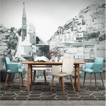 

Milofi custom 3D hand-painted urban architecture large background wallpaper mural