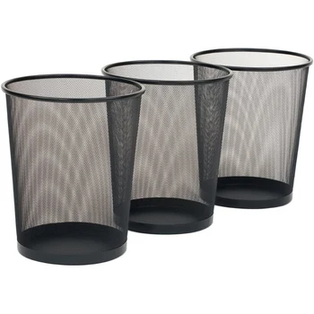 

3 Pack Round Mesh Waste Basket Recycling Bin Wire Mesh Desk Trash Can, Round Waste Basket for Home Office