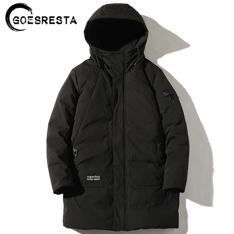 

GOESRESTA 2020 Tide Brand Men's Down Jacket 90% White Goose Down Long Thickened Fashion Wild Street Winter Warm Down Jacket Men