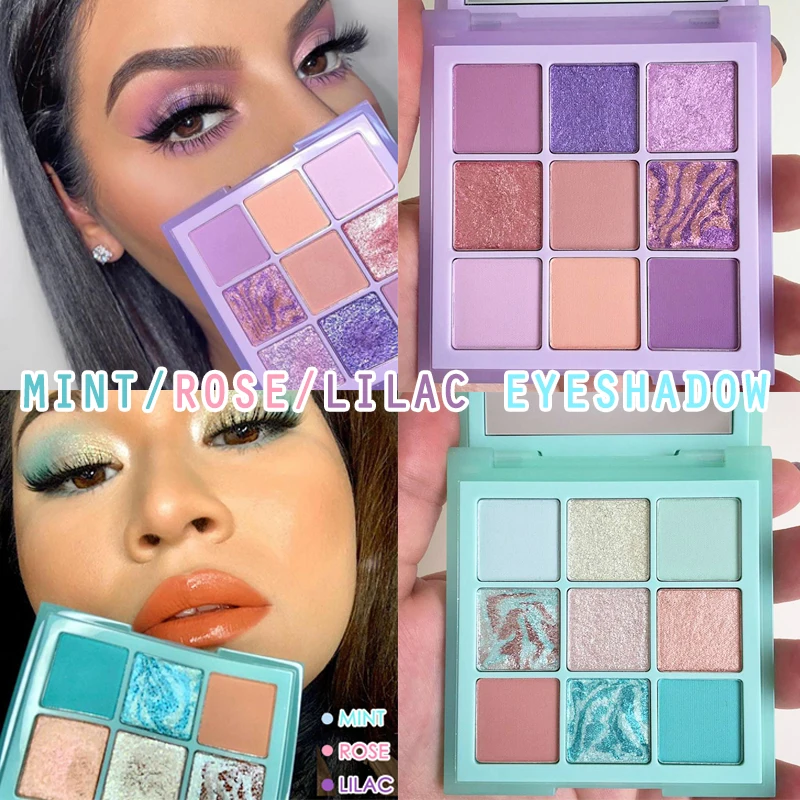 9 Colors MINT LILAC ROSE Eyeshadow Powder Palette Glitter Makeup Matte Shimmer Shiny Eye Pigmented | Красота и здоровье
