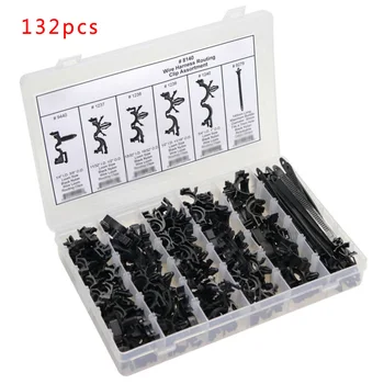 

132pcs Set Wiring Harness Wire Loom Routing Clip For Wire Loom Assortment Kit Releasable Cable Strap