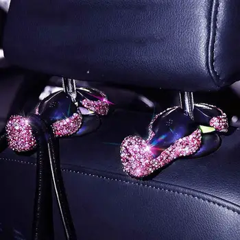 

2pcs Crystal Diamond Design Universal Car Seat Back Hooks Bag Hanger Holder Organizer Automobiles Headrest Mount Storage Hooks