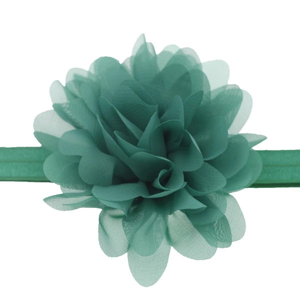 10 см детская головная повязка с шифоновыми цветами бутик DIY цветок повязки на голову для девочек эластичная лента для волос Головные уборы Детские аксессуары для волос - Цвет: A dark green