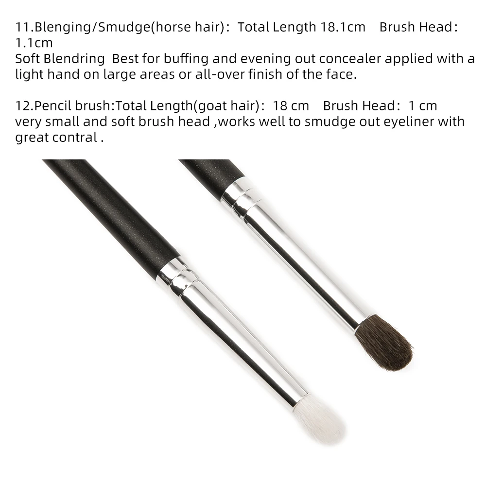 Makep Brush Set Eyeshadow Matte Black Color Soft Goat Hair Beauty Make Up Kit Brochas Maquillage 2/3/8/7 Pcs Shinedo