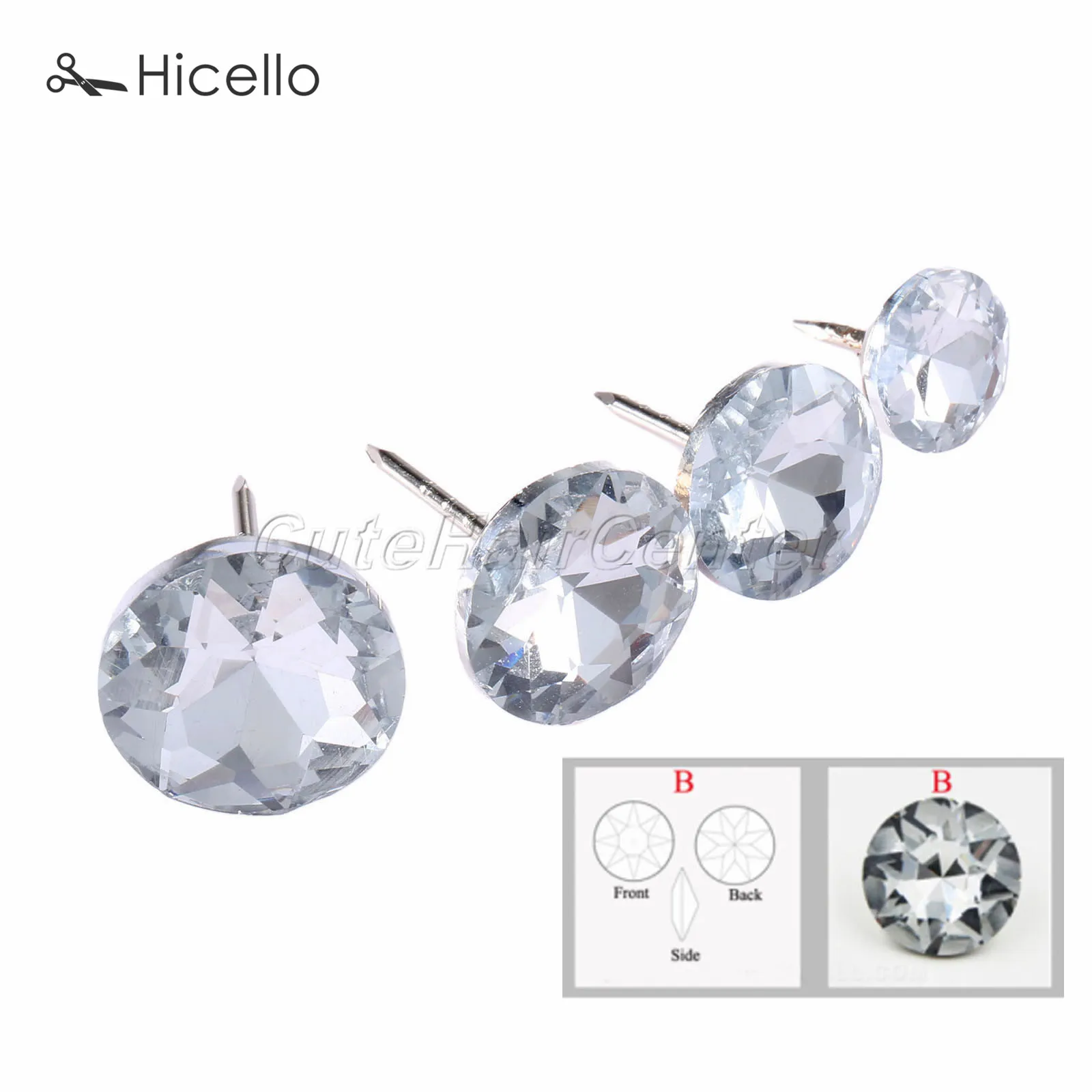 Crystal Nails Button Upholstery Glass Diamond Tacks Pins Knot 14mm/18mm/20mm/22mm Sewing Furniture Decoration fittings 10pcs/lot upholstery nail