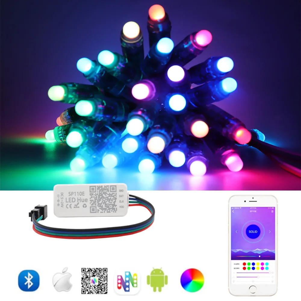 Dc5V Ws2811 Ic Rgb Pixel Modulo Led Pixel String Lights Digitale Con Controller Sp110E 5V 8A Alimentatore A Colori A Led