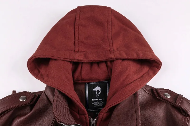 Кожаная мужская куртка на Косой молнии, повседневная мотоциклетная куртка со съемным капюшоном, зимняя флисовая бейсбольная кожаная куртка из искусственной кожи, мужской размер 5XL