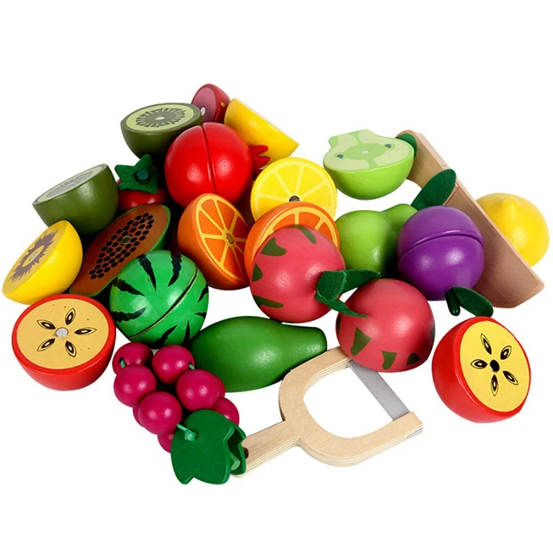 Детская деревянная Магнитная резка фруктов и овощей, детская резка и резка домашних кухонных игрушек