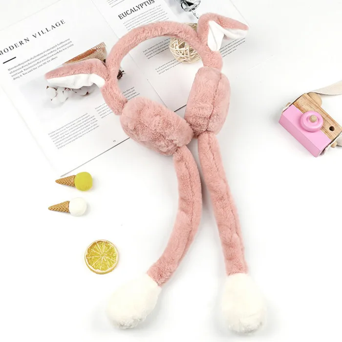 Women Winter Warm Earmuffs Cute Rabbit Airbag Plush Ear Warmer Gifts TC21