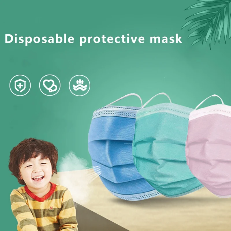10pcs Children Disposable Face Mask Nonwoven 3 Layers Filter Anti Dust Smog Breathable Gauze Kids Mouth Masks | Красота и здоровье